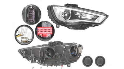 Far Audi A3 (8v), 06.2012-07.2016 Model 3 Usi, Sportback, fata, Dreapta, bi-xenon; cu LED daytime running light; D3S+LED+PSY24W; electric; fara unitate control; fara ballast; fara LED controlling unit; cu motor, DEPO
