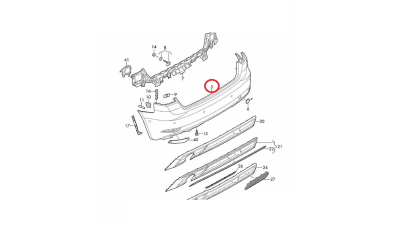 Bara spate Audi A3 (8v), 05.2016-01.2018, Model 3 Usi, cu gauri pentru Senzori de parcare (PDC), Aftermarket