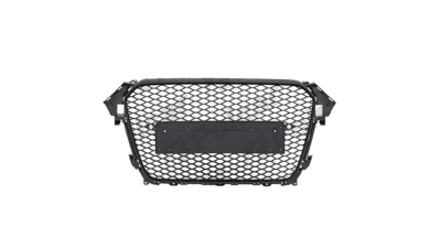 Grila masca fata AUDI A4/S4 (B8), 11.2011-12.2015,cu 2 gauri pentru Senzori de parcare (PDC); Negru stralucitor; fara emblema