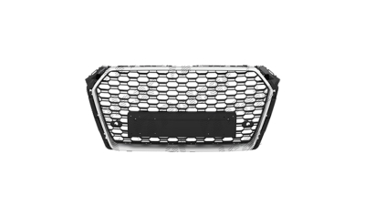 Grila masca fata AUDI A4/S4 (B9), 11.2015-07.2019,cu 2 gauri pentru Senzori de parcare (PDC); cromat, Negru stralucitor; fara emblema