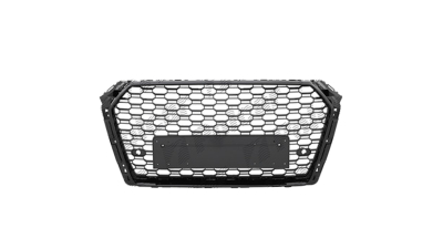 Grila masca fata AUDI A4/S4 (B9), 11.2015-07.2019,cu 2 gauri pentru Senzori de parcare (PDC); Negru stralucitor; fara emblema