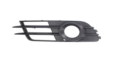 Grila bara Audi A6 (4g/C7), 01.2011-06.2014, Fata, partea Stanga, negru; cu gaura pentru lampa de ceata, Aftermarket