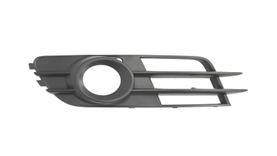 Grila bara Audi A6 (4g/C7), 01.2011-06.2014, Fata, partea Dreapta, negru; cu gaura pentru lampa de ceata, Aftermarket