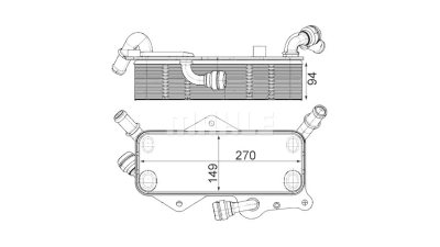 Radiator ulei motor, Termoflot Audi A6 2010-, A7 2010-, 212x80x57mm, MAHLE 13E1L81X