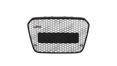 Grila masca fata AUDI A6 (4G/C7), 06.2014-09.2018 model RS6,cu 2 gauri pentru Senzori de parcare (PDC); Negru stralucitor; fara emblema