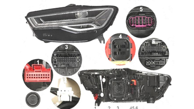 Far Audi A6 (4g/C7), 06.2014-, fata, Stanga, cu lumini pentru curbe; cu high-beam headlights masking function; cu LED daytime running light; LED; electric; fara motoras; fara LED controlling unit; fara cooling fan;