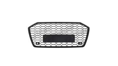 Grila masca fata AUDI A6 (C8), 03.2018-,cu 2 gauri pentru Senzori de parcare (PDC); Negru stralucitor; fara emblema