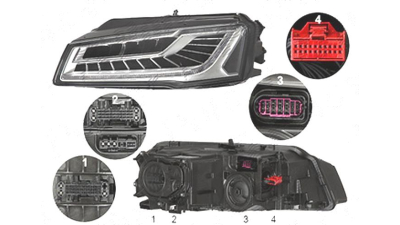 Far Audi A8 (D4/4f), 11.2013-, fata, Stanga, cu lumini pentru curbe; cu high-beam headlights masking function; cu LED daytime running light; LED; electric; fara LED controlling unit;