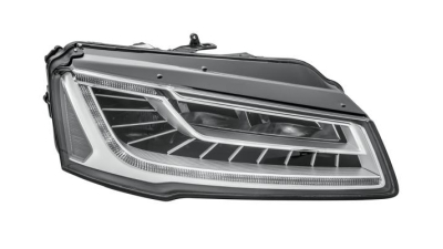 Far Audi A8 (D4/4f), 11.2013-, partea Dreapta, cu sistem iluminat in curba; cu lumina timp de zi tip LED; LED; electric; fara motor; fara unitate control LED, HELLA