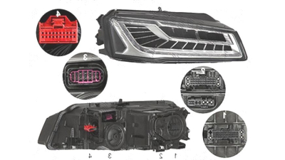Far Audi A8 (D4/4f), 11.2013-, fata, Dreapta, cu lumini pentru curbe; cu high-beam headlights masking function; cu LED daytime running light; LED; electric; fara LED controlling unit;