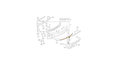 Bandou bara protectie spate AUDI A8 (D4/4F), 2014-, Centrala, cromat