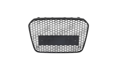 Grila masca fata AUDI A7 (4G), 11.2014-02.2018 model RS7,cu 2 gauri pentru Senzori de parcare (PDC); Negru stralucitor; fara emblema