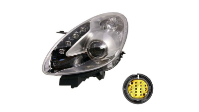 Far Alfa Romeo Giulietta (940), 05.2010-, fata, Stanga, cu daytime running light; H1+H7+LED; electric; rama argintie; cu motor, DEPO