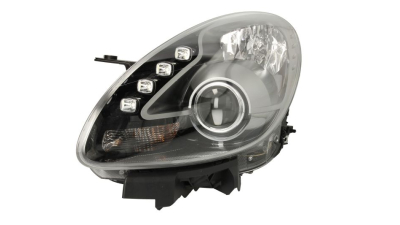 Far Alfa Romeo Giulietta (940), 05.2010-, partea Stanga, bi-xenon; cu sistem iluminat in curba; cu lumina timp de zi tip LED; D1S+H1+LED; electric; rama Titan; cu bec descarcare in gaz; cu transformator; cu motor; cu becuri, AL - AUTOMOTIVE LIGHTING