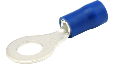 Papuci electrici izolati, albastru cu Inel, terminale pe cablu, 6,4 mm, lungime 26,00 mm, crimpat, 560, 10 terminale la blister Carpoint