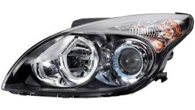 Far Hyundai I30 (FD) 03.2007-03.2012 DEPO partea Stanga cu bec H1+H7 pe negru