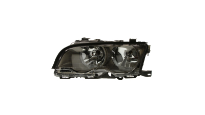 Far BMW Seria 3 E46 Coupe/CabRio 07.2001-03.2003, partea Stanga, electric, tip bec H7+H7; rama titanium, fara suport becuri, cu motoras, TYC