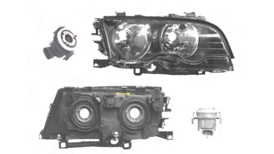 Far Bmw Seria 3 (E46), Coupe/Cabrio, 05.1999-06.2001, fata, Dreapta, H7+H7; electric; rama reflector negru; cu motor, DEPO