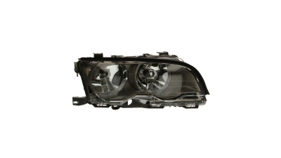 Far BMW Seria 3 E46 Coupe/CabRio 07.2001-03.2003, partea Dreapta, electric, tip bec H7+H7; rama titanium, fara suport becuri, cu motoras, TYC
