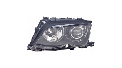 Far BMW Seria 3 E46 Sedan/Combi 10.2001-06.2005, partea Dreapta, electric, Xenon, tip bec D2S+H7; rama neagra, fara becuri, fara balast, fara motoras, TYC