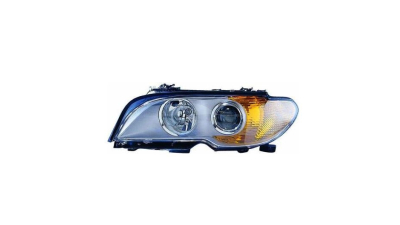 Far BMW Seria 3 (E46), COUPE/CABRIO 03.2003-09.2006, model Coupe, DEPO, fata, partea stanga, tip bec H7+H7; electric; argintiu, semnal galben;