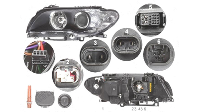 Far Bmw Seria 3 (E46), Coupe 03.2003-09.2006, fata, Stanga, coupe, xenon; D2S+H7; electric; semnalizare alba, rama reflector negru; cu motor, DEPO