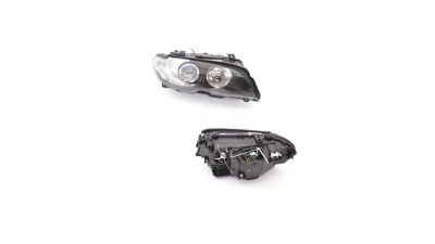 Far BMW Seria 3 (E46), COUPE/CABRIO 03.2003-09.2006, model Coupe, DEPO, fata, partea dreapta, tip bec H7+H7; electric; argintiu, semnal galben;