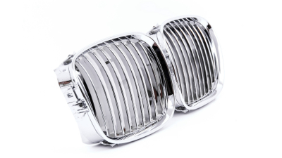 Grila radiator Bmw Seria 5 (E39), 01.1996-2000, dreapta, crom/negru/crom, 51138184532, 201605-8