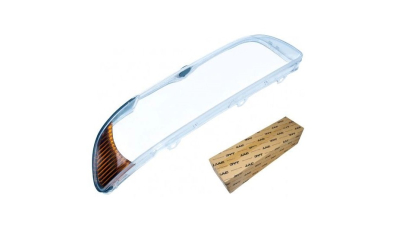 Dispersor far, geam BMW Seria 5 (E39), 09.2000-06.2004, TYC, fata, partea dreapta, din plastic; transparent cu semnalizare galbena;