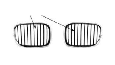 Grila radiator Bmw Seria 5 E39, 01.1996-1999, dreapta, crom/negru, 51138159316, 201616