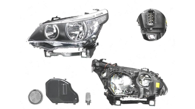 Far Bmw Seria 5 (E60/E61), 06.2003-03.2007, fata, Dreapta, H7+H7+LED+PY21W+W5W; electric; semnalizare alba; cu motor, DEPO