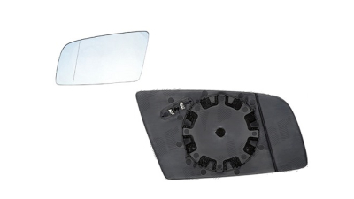 Geam oglinda exterioara cu suport fixare Bmw Seria 5 (E60/E61), 06.2003-06.2010; Seria 6 (E63/E64), 01.2004-07.2010, Stanga, incalzita; geam asferic; cromat