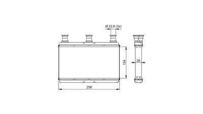 Radiator Incalzire BMW Seria 6 E63/E64, 01.2004-2011, 630i, 645i, 650i motor 3.0, 4.4 V8, 4.8 V8, M6 5, 0 V10 benzina, 635d, motor 3.0 d, diesel, aluminiu brazat/aluminiu, 258x135x26 mm, 