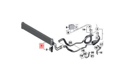 Radiator racire ulei motor, termoflot OEM/OES (Behr) BMW Seria 7 F01/F02, 07.2012-12.2015, motor 3.0 R6 T, 235 kw, benzina, cv automata, 740i/Li, 555x84x30 mm, racitor transmisie, din aluminiu brazat
