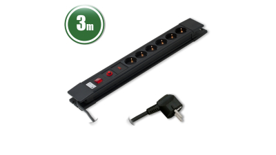 Prelungitor 6 prize, cu protectie la supratensiune si supracurent, 3m, 1 buc., 20249