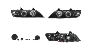 Set faruri tuning BMW Z3 COUPE/ROADSTER(E36/7/E36/8), 04.1995-01.2003, Taiwan, partea stanga+dreapta, cu lumina parcare fibra optica;tip bec H1+H1; manual/electric; negru, transparent; fara motor;
