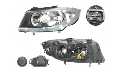 Far Bmw Seria 3 (E90/E91), 11.2004-08.2008, fata, Stanga, Tip= ZKW; H7+H7+PY21W+W5W; electric; negru; fara motoras, Taiwan