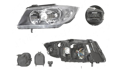 Far Bmw Seria 3 (E90/E91), 11.2004-08.2008, fata, Stanga, Tip= Valeo; H7+H7; electric; cu suport becuri; cu motor, TYC