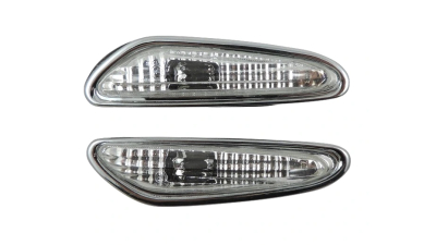 Lampa semnalizare laterala Bmw Seria 5 (E60/E61), 06.2003-06.2010; X3 (E83), 06.2003-11.2010, fata, Stanga+Dreapta, transparent, silver; fara suport becuri; tuning, Taiwan