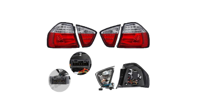 Set stopuri Spate Bmw Seria 3 (E90) 11.2004-08.2008, Sedan, partea Stanga+Dreapta, LED; cromat, rosu-transparent; tuning; Omologare: ECE, Taiwan