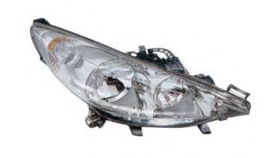 Far Peugeot 207 (W_) 05.2006-12.2013 TYC partea Dreapta, tip bec H1+H7+H7 cu motoras, cu lumina viraje, far cu lupa
