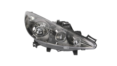 Far Peugeot 207 (W_) 05.2006-12.2013 VALEO partea Dreapta, tip bec H1+H7+H7 cu motoras, cu lumina viraje, far cu lupa, culoare negru