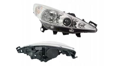 Far Peugeot 207 (W_) 05.2006-12.2013 VALEO partea Dreapta, tip bec H1+H7+H7 cu motoras, cu lumina viraje, far cu lupa,
