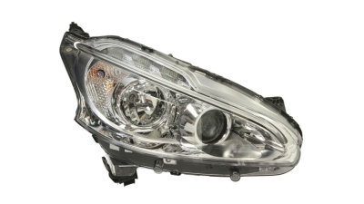 Far Peugeot 208 04.2012- VALEO partea Dreapta, tip bec H7+H7+LED cu motoras, cu lumini de zi LED