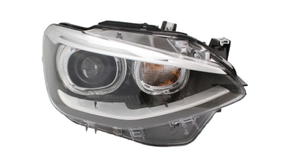 Far Bmw Seria 1 (F20), 08.2011-06.2015, partea Dreapta, bi-xenon; cu sistem iluminat in curba; cu lumina timp de zi tip LED; D1S+PY21W; electric; fara bec descarcare; fara ballast; fara unitate control LED; cu motor, HELLA