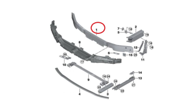 Armatura bara fata BMW Seria 1 (F40), 06.2019-, Seria 2 GRAN COUPE (F44), 04.2020-,aluminiu