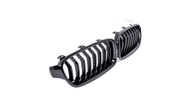 Grila radiator Bmw Seria 3 / Seria 3GT (F30/31/34/35), 01.2012-12.2019 Model M-trim/M-PACKET, partea stanga, negru, 51712240775, 20D105-1