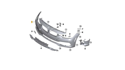 Bara fata Bmw Seria 3 (F30/31/34/35), 2015-12.2019, Model Fara Gt, cu gauri pentru Senzori de parcare (PDC); grunduit, Aftermarket