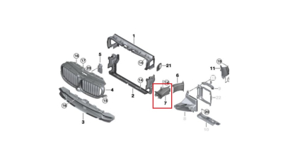 Deflector aer radiator Bmw Seria 5 (G30/G31), 05.2017-, Fata, partea Stanga, Aftermarket