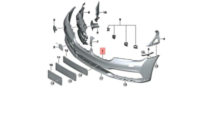 Bara fata Bmw Seria 7 (G11/G12), 07.2015-, cu locas pt spalator si asistenta la parcare; grunduit, Aftermarket